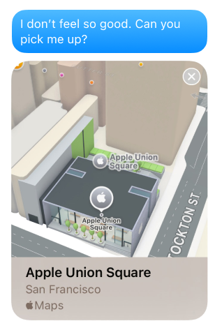 SMS alert with Apple Maps location