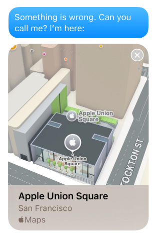 SMS alert with Apple Maps location
