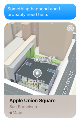 SMS alert with Apple Maps location